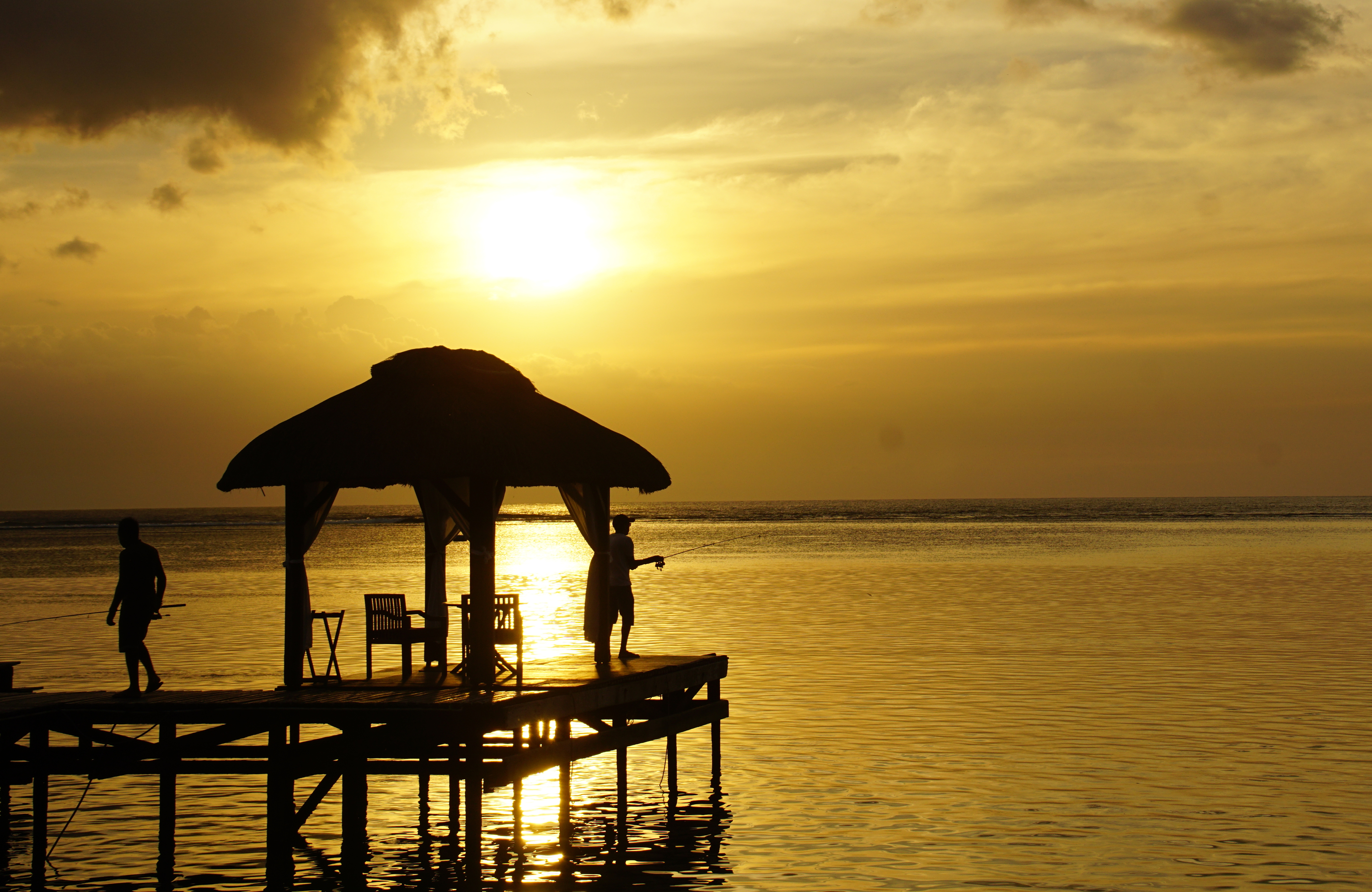 Sonnenuntergang am Steg, Flic en Flac, Mauritius