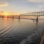 Sonnenaufgang auf dem Weg nach Baltimore - Chesapeake Bay Bridge